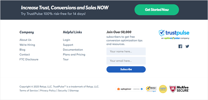 Custom Seafoods footer TrustPulse footer