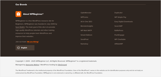 WPBeginner footer
