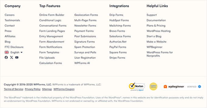 WPForms footer WPForms footer