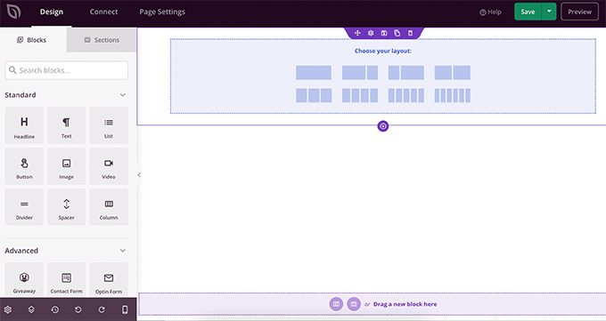Page builder user interface Page builder user interface