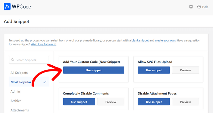 Add custom code in WPCode with new snippet Add custom code in WPCode with new snippet