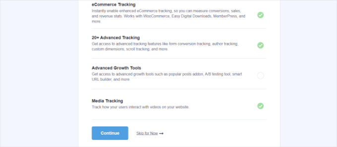 Choose which tracking features to enable Choose which tracking features to enable