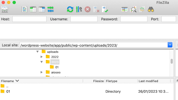 The default WordPress media upload location The default WordPress media upload location