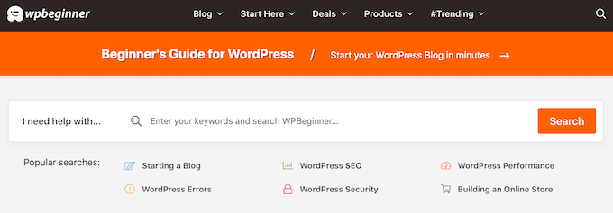 The WPBeginner homepage The WPBeginner homepage