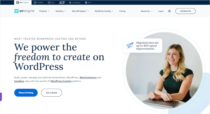 Fasthosts WP Engine website