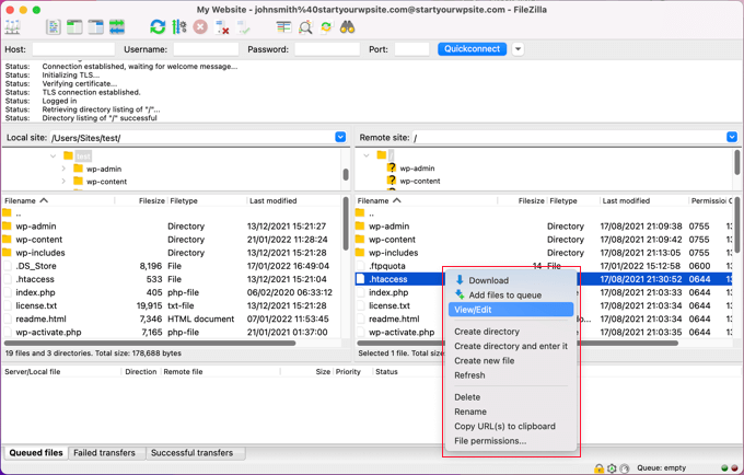 ftpfilezillarightclick Right Click a File to Access FTP Features