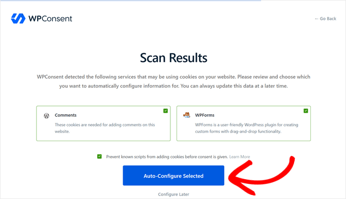 Auto-configure the services that are using cookies on your site
