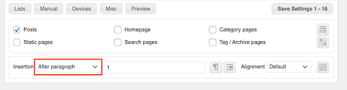 Placing the ad within your WordPress post content