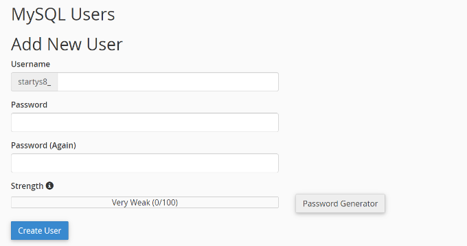 Add a new MySQL user Add a new MySQL user