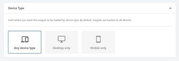 Choose which device types you want to display the ad on using WPCode Choose which device types you want to display the ad on using WPCode