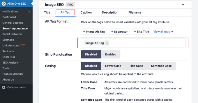 Customizing the Alt Tag in AIOSEO Customizing the Alt Tag in AIOSEO