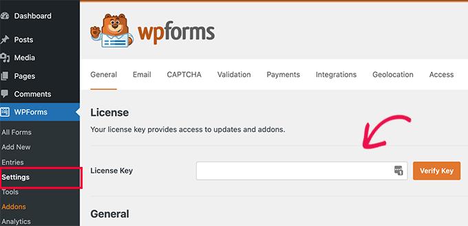 WPForms license key WPForms license key