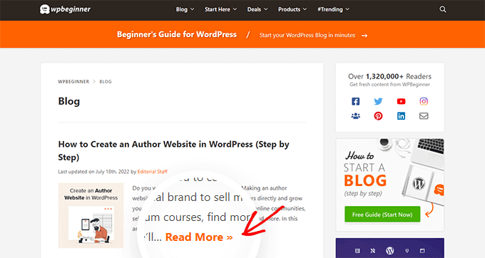 A WordPress blog archive with Read More buttons A WordPress blog archive with Read More buttons