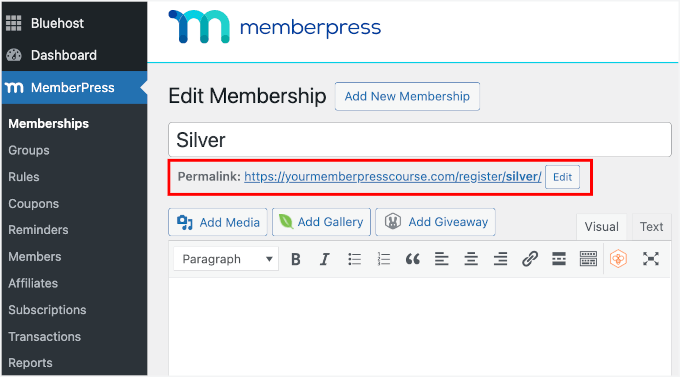 Membership sign up link