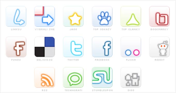Social glow icon set Social glow icon set