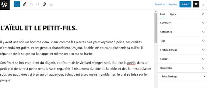 French content with English WordPress admin French content with English WordPress admin
