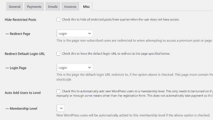 Configure Misc settings Configure Misc settings
