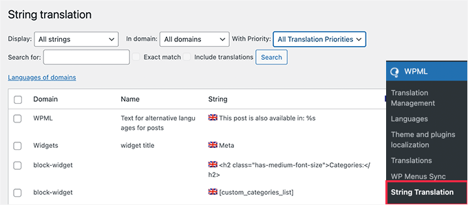 Translate strings Translate strings