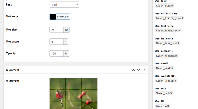 Choose font type and alignment Choose font type and alignment
