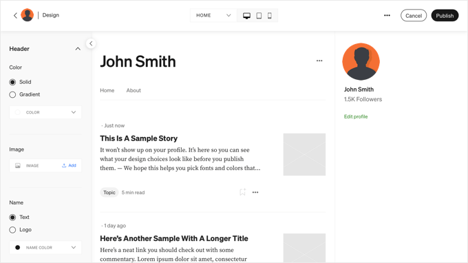 Medium's Design Options Medium's Design Options