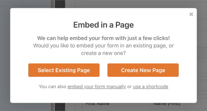 Green checkmark when the checklist task is met Embed contact form WPForms