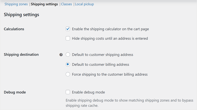 WooCommerce shipping settings WooCommerce shipping settings