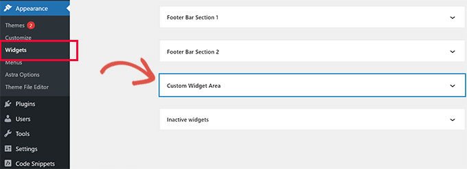 Custom widget area Custom widget area