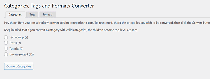 Convert categories and tags Convert categories and tags