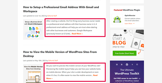 Excerpts post summaries Excerpts post summaries