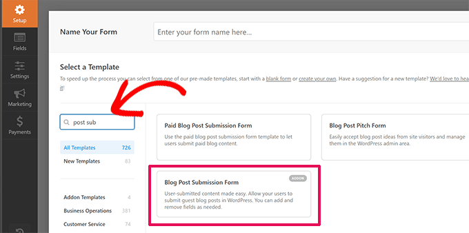 Post submission form Post submission form