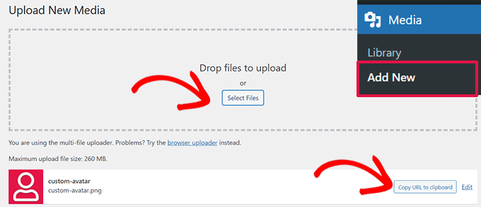 Upload custom gravatar Upload custom gravatar