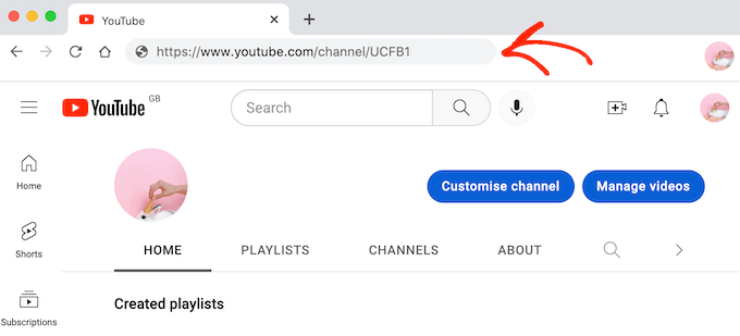 An example of a YouTube channel ID An example of a YouTube channel ID