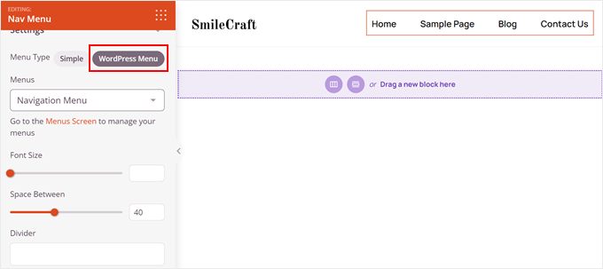 10 melhores plug-ins de fórum do WordPress (comparados) Choosing the WordPress Menu option in SeedProd