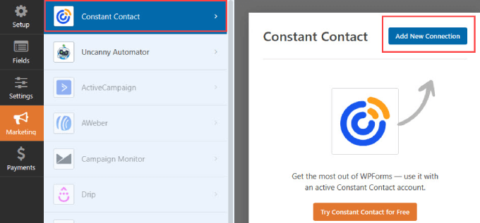 Connecting to Constant Contact in WPForms Connecting to Constant Contact in WPForms