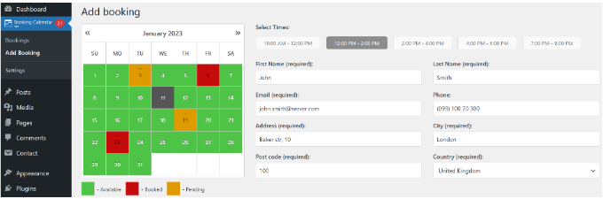 booking-calendar Booking calendar