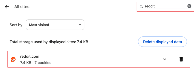 View site cookies