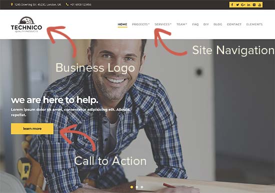 Example of a simple business website design Example of a simple business website design