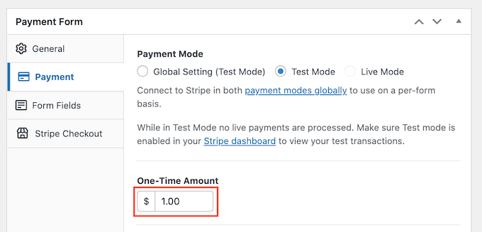 Setting a one time payment Setting a one time payment