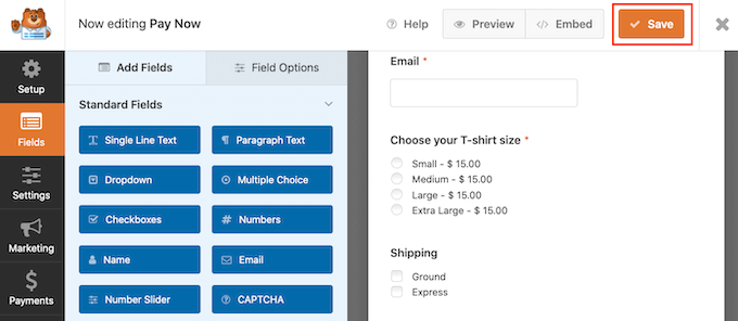Saving your credit card payment form Saving your credit card payment form