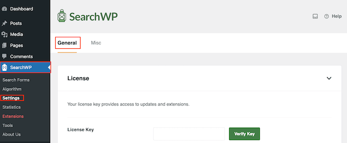 Activating the SearchWP search plugin Activating the SearchWP search plugin