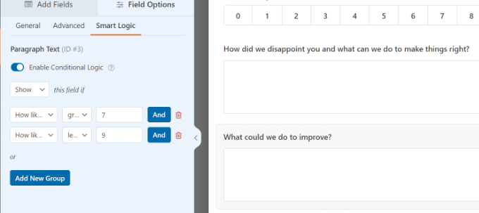 Conditional logic for second question Conditional logic for second question