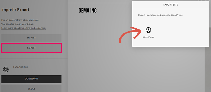Export Squarespace data Export Squarespace data