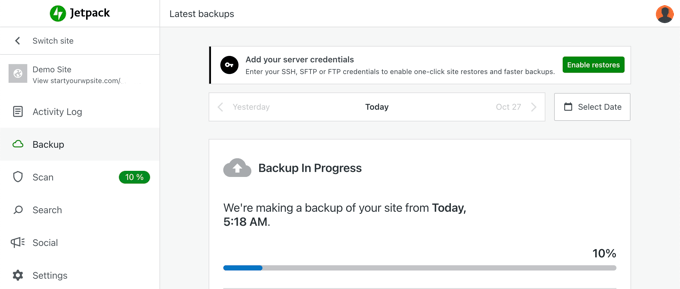 First Backup Progress First Backup Progress
