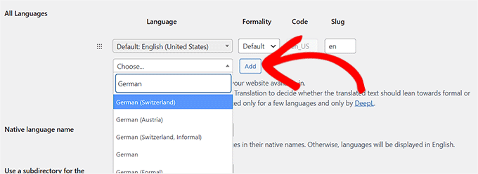 Choose a translation language Choose a translation language