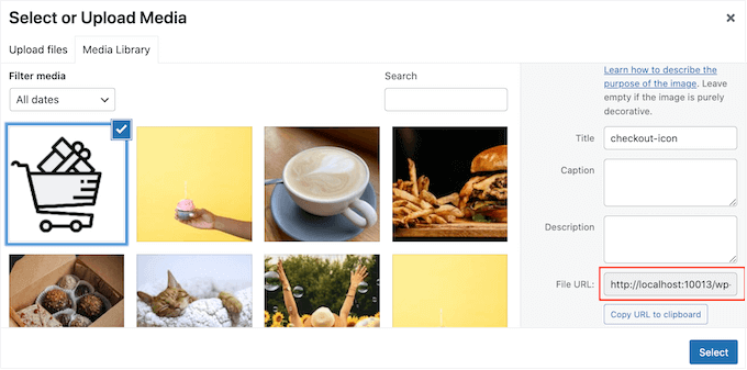 Get the URL of an image in the WordPress media library Get the URL of an image in the WordPress media library