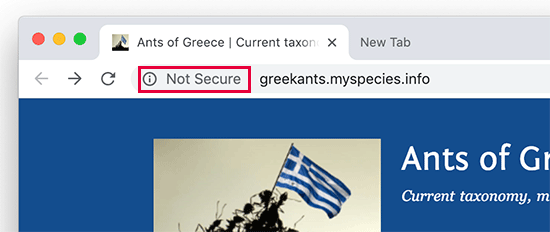 Not secure label shown in Google Chrome web browser - WPBeginner Not secure label shown in Google Chrome web browser