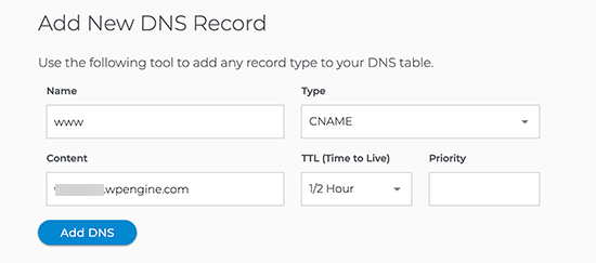 Adding CNAME record Adding CNAME record