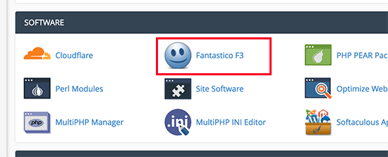 Fantastico icon in cPanel dashboard Fantastico icon in cPanel dashboard