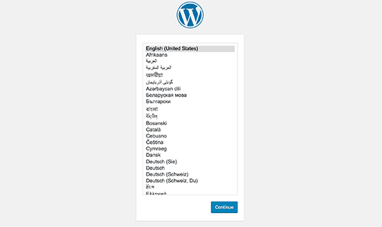 Select WordPress language Select WordPress language