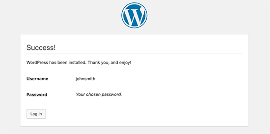 Manual WordPress installation finished Manual WordPress installation finished
